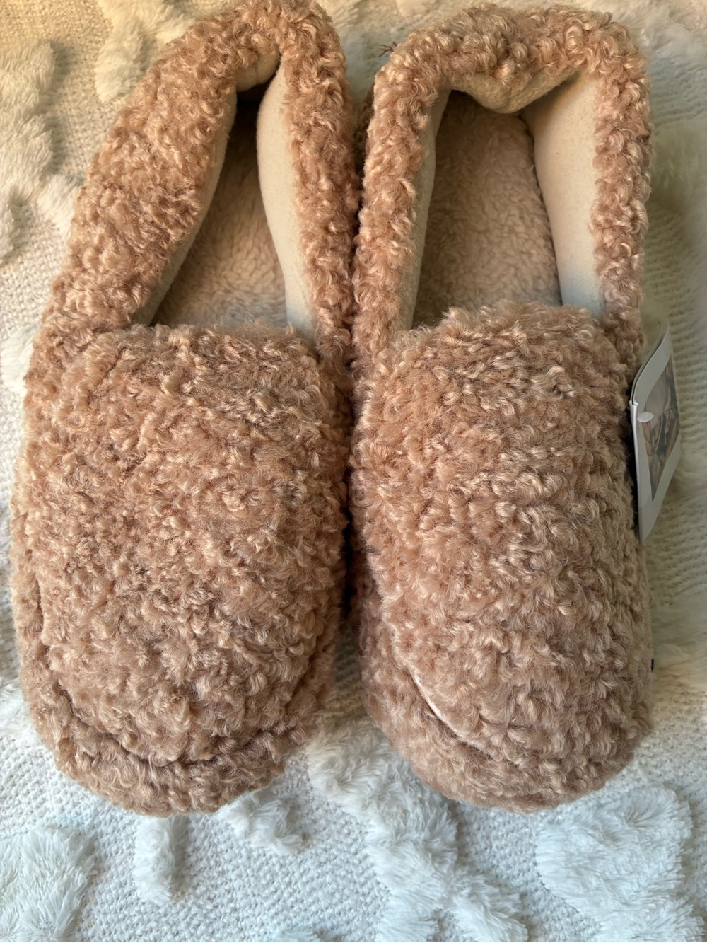 Cozy Faux-Sherpa Women's Slippers in Beige